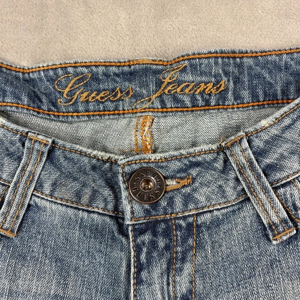 Guess Jeans Womens 27 Medium Wash Low Rise Bootcut Embroidered Back Pocket Denim - Picture 2 of 8